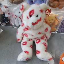 Ty Beanie Buddy Baby 2001 Smooch White 15" Bear Plush