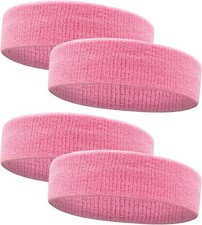 4 Pack Sweatbands Sports Headband for Men and Women, Moisture Wicking Pink