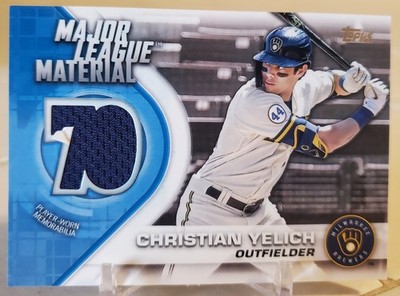 2021 Topps CHRISTIAN YELICH Game-Worn Jersey RELIC Card #MLM-CY BREWERS 70th GW