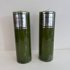 Vintage Robert Alan Candle Company Pillar Candles (2) Bayberry Green