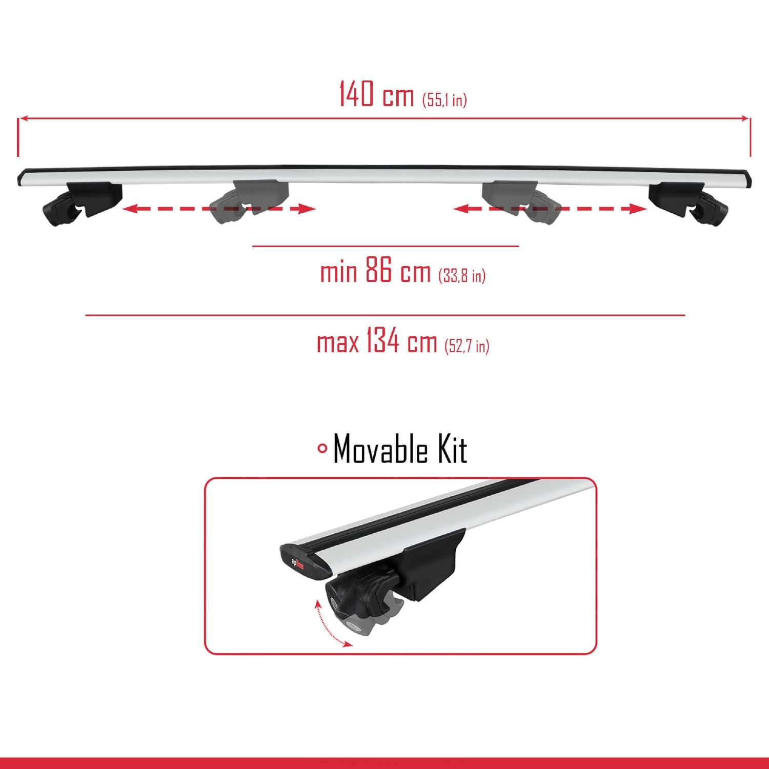Barres de toit HOOK en aluminium gris pour SUV Mazda CX-80 de 2024 et 2025