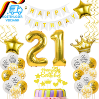 Luftballons 21. Geburtstag Mann Frauen Deko Gold Tortendeko 21. Geburtstag Mann