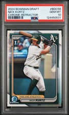 2024 Bowman Draft Chrome #BDC56 NICK KURTZ Refractor 1st Bowman ROY - PSA 10