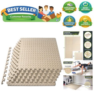 Puzzle Exercise Mat ½ in, EVA Interlocking Foam Floor Tiles for Home Gym, Mat...