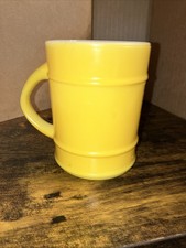 Fire-King Anchor Hocking Mug Yellow Oven Proof Barrel Shape Made in USA