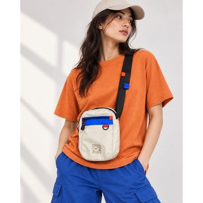 Puma Tan Crossbody Re.Gen Bag Blue Orange Accents Adjustable Padded Strap NWT