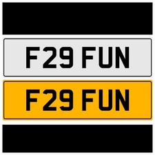 F29 FUN FUNS FUNFAIR FUNNY JOKE CHEEKY FAST FKU PRIVATE NUMBER PLATE