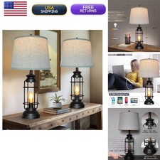 Table Lamps Set of 2 USB Port 3 Way Dimmable Touch 28.5" Tall Rustic Industrial