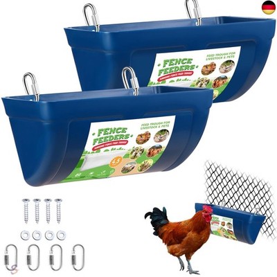 Poultry Feeding Trough Goat Feeder Fence Feeder Hanging Chicken Drinker with
