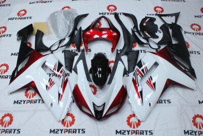 赤白サムライ パーツ Fairing Kit for Kawasaki Ninja ZX6R 636 2007 2008 ZX-6R White Red
