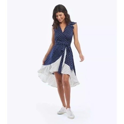 SUMMERSALT The Beach to Brunch Wickelkleid eckige Punkte in Tiefsee & weißem Sand M - Bild 13 von 13