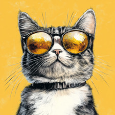 Wall Decal Sticker Cat with Sunglasses Wall Sticker 18X18cm Large