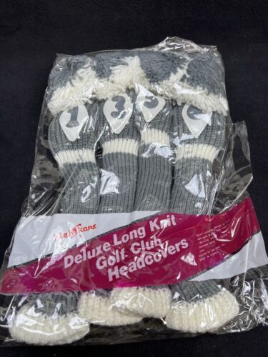 Vintage NOS High Skore Pom Pom Golf Club Head Covers Knit Socks Gray / White - Picture 5 of 8