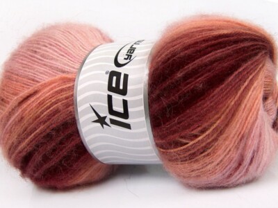 4-Skein Lot Angora Active Yarn Fine pink burgundy salmon
