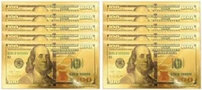 10 PCS Gold Plated USA $100 Dollar Bill Envelopes  Money Banknote  Novelty Gift!