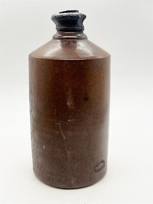 ANTIQUE SALT GLAZE BOURNE DENBY INK OLD STONEWARE POT BOTTLE WITH POURING LID