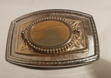 Metal Goldtone Belt Buckle Polished Stone