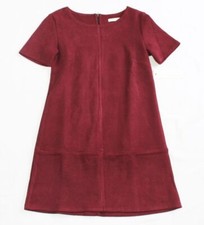$99 New Bishop + Young SHIFT DRESS Women's MEDIUM M Super Suede Maroon Polyester