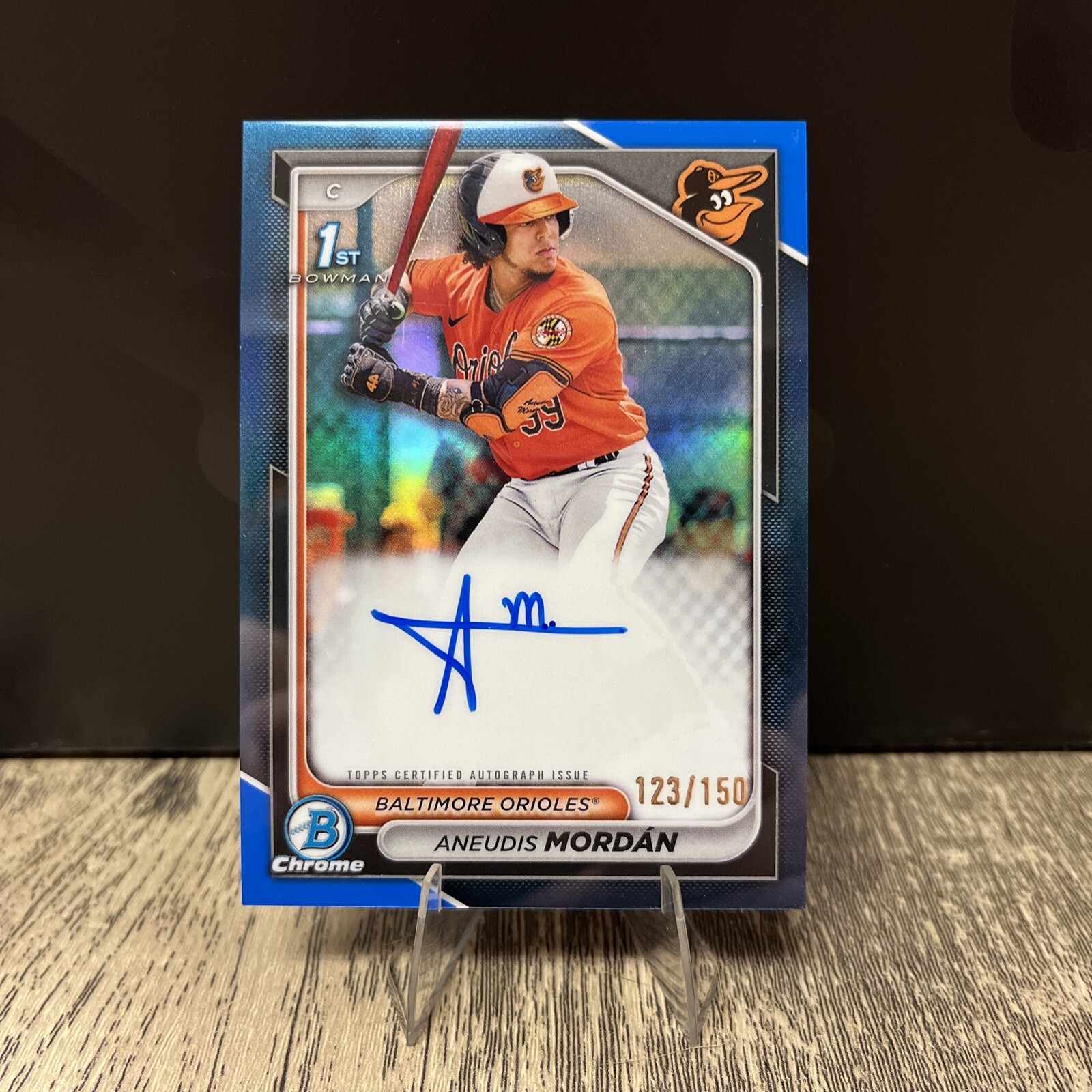 2024 Bowman Aneudis Mordan Chrome Prospect Auto Blue Refractor 1st #123/150