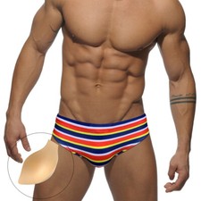 Men's Low-rise Triangle Casual Swimming Trunks Stripe Quick Dry Swimwear