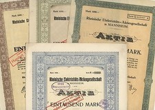 Lot – 4x Rheinische Elektrizitäts-AG – MANNHEIM - 4 Aktien von 1919 bis 1923