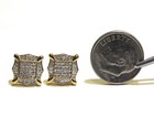 New 925 gold plated  .33ct diamond flat screen stud earrings unique — photo 9