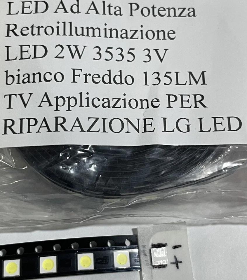 5pz LED SMD 3V 2W 3535 bianco freddo RETROILLUMINAZIONE LCD SAMSUNG LG Vestel