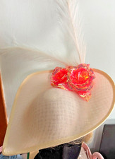 Kentucky Derby Style Fascinator Headband - Cream  Peach