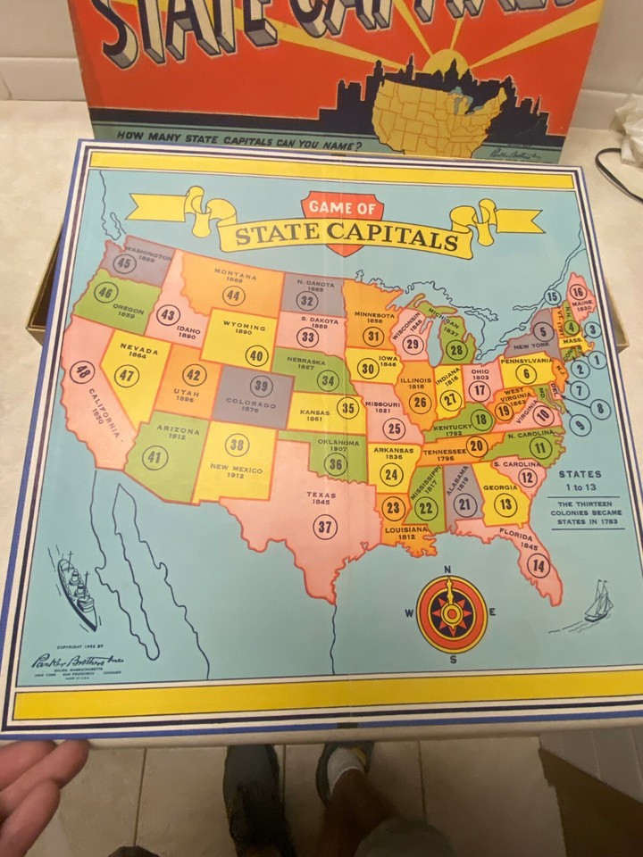 Game of State Capitals Board Game Vintage 1952 Parker Brothers | eBay