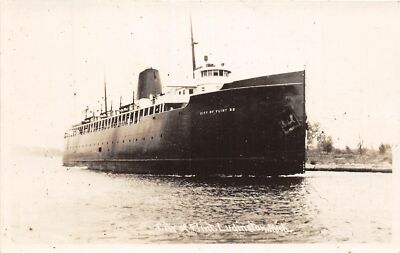 J14/ Ludington Michigan RPPC Postcard c1940 Ship City of Flint  10