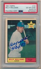 BILLY WILLIAMS #141 1961 Topps Baseball RC PSA/DNA AUTO 10 PSA 6 MC CUBS