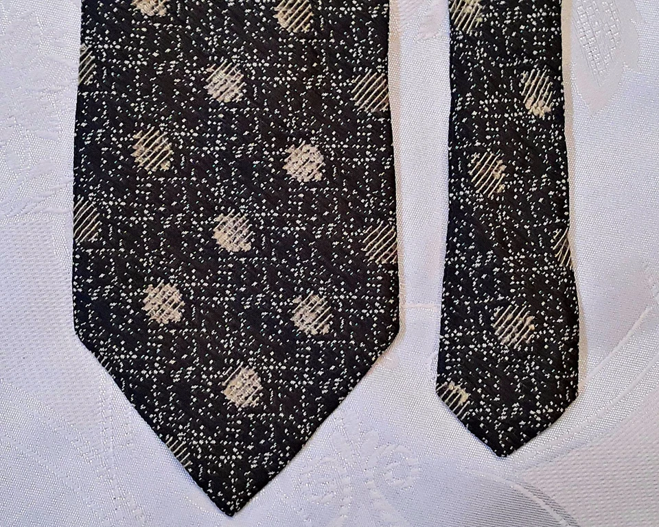 CORBATA DE HOMBRE VINTAGE AUTÉNTICA ALDO COLITTI NEGRA BEIGE SEDA Foto 2 de 4