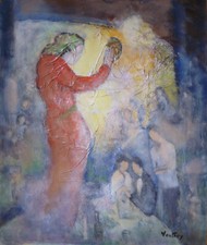 Pierre VAUTHEY (1937-2019) HsP 55x46cm Chanteuse Impressionnisme Jeune peinture