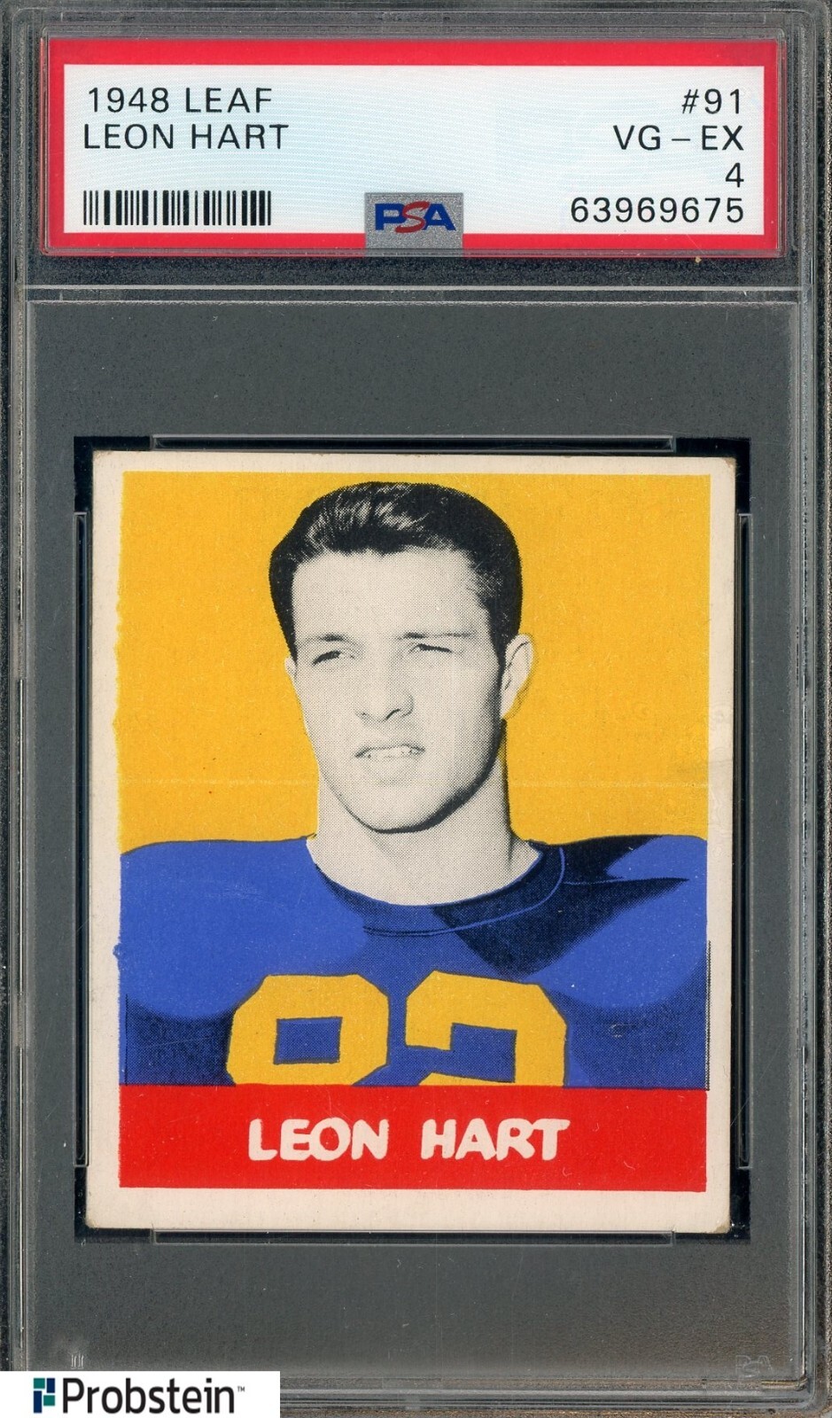 1948 Leaf Football #91 Leon Hart Notre Dame RC Rookie HOF PSA 4