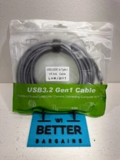 USB 3.2 Gen 1 Cable to USB Type C Elbow Charger/ VR Link Gray Braided Cable NEW