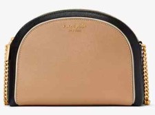 Kate Spade Morgan Beige Leather Double Zip Dome Chain Crossbody Bag K8964 $228