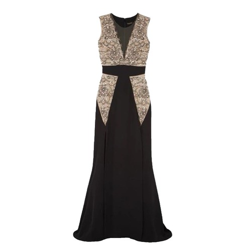 black dress with gold chains designer Black One Shoulder Maxi Dress main image 0
