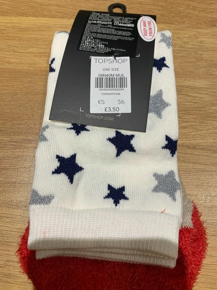 Christmas Topshop Socks 2 Pairs-Reindeer Fluffy Red Toes BRAND NEW RRP £7 1 size - Image 4 of 4