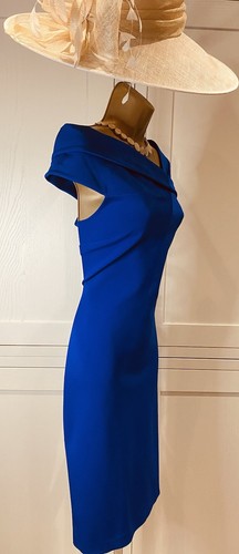 Reiss UK 14 Colbalt Blue Stretchy Bodycon Sleeveless Knee Length Occasion Dress - Picture 7 of 24