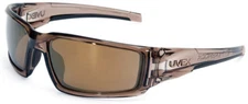 Uvex Hypershock Safety Glasses Smoke Brown Frame Gold Mirror Lens