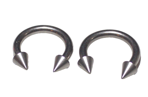 2 10g 1/2 horseshoes 5mm Internally Threaded Spike Ear Nose Ring Surgical Steel