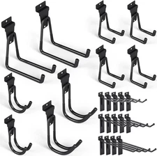 24 Pack Heavy Duty Slatwall Hooks, Black Garage Slatwall Panel Accessories Utili