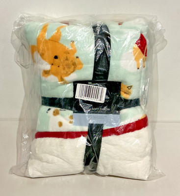 CUDDL DUDS COZY SOFT REVERSABLE FAUX FUR THROW  50'' X 60'' DOGGIE PRINT (NIB)