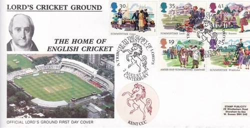 GB 1994 Cricket Official Lords First Day Cover, Kent C.C.C.             (t16234)