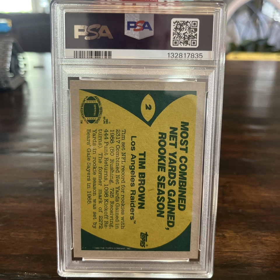 1989 Topps Tim Brown Rookie RC PSA 8 🔥🔥🔥 Oakland Raiders HOF - Image 2 of 4