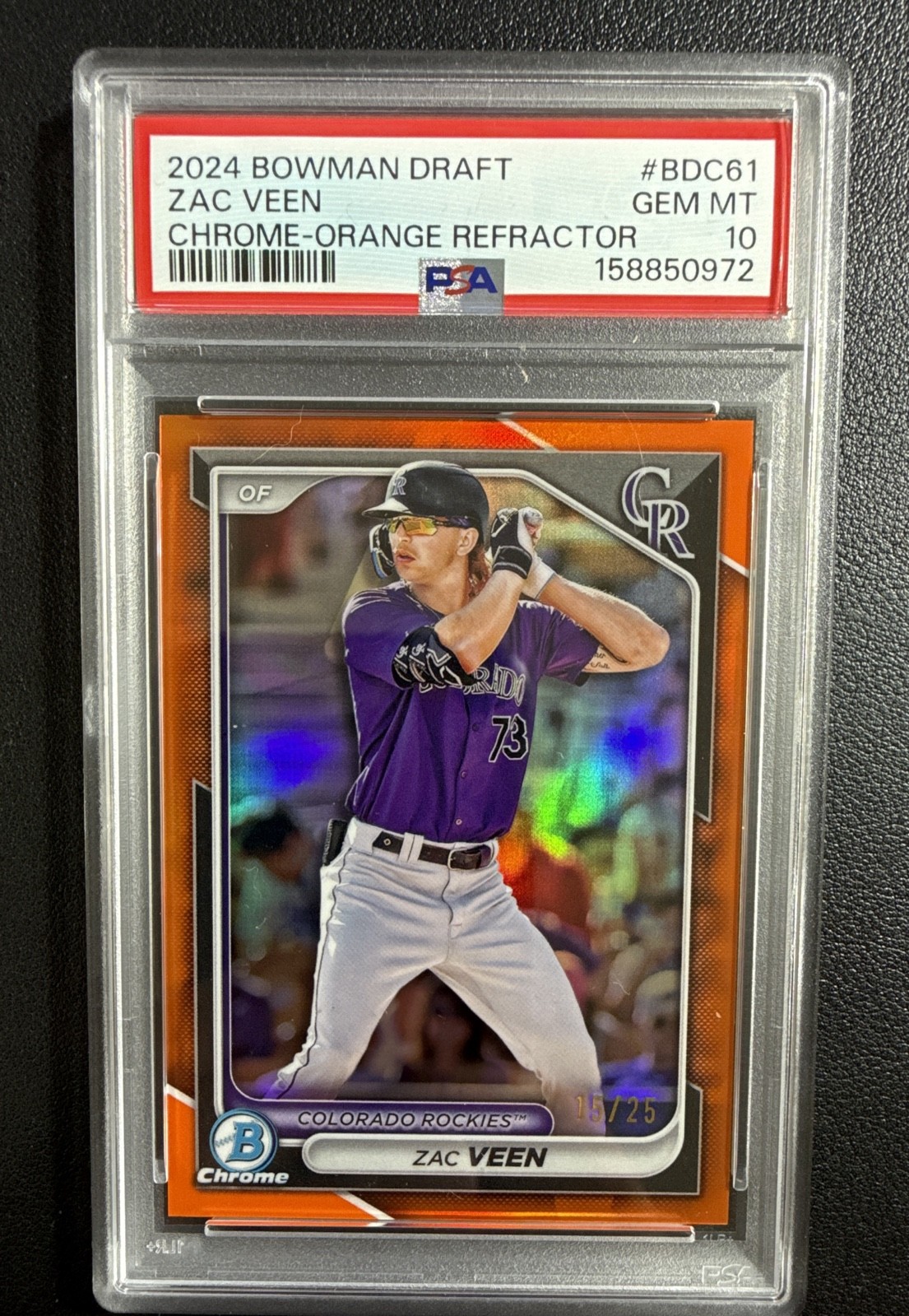 2024 Bowman Draft - Chrome Zac Veen #BDC-61 Orange Refractor /25 (RC) POP 1