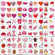 180Pcs Valentines Tattoos for Kids - Love Heart Pre-Cut Temporary Tattoos Ind...