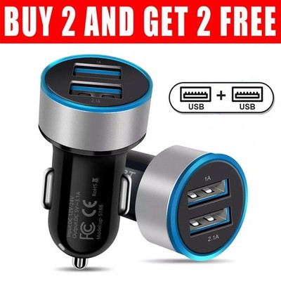 US Dual USB Port Car Charger Adapter Quick Fast Charging for HTC Samsung iPhone