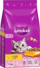 2 x 1.9kg Whiskas 7+ Senior Complete Dry Cat Food with Chicken Cat Biscuits 6.29 per kilo