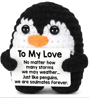 Gifts for Him Her Boyfriend Girlfriend, to My Love Handmade Crochet Penguin Pres